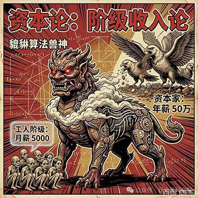数字镜像兽是饕餮的终极形态——它不只掩盖剥削,还让你主动配合剥削。数字镜像兽的四重催眠:制造参与感(你是“合伙人”不是雇员)、制造效率幻觉(算法说精准其实是精准压价)、制造自愿牺牲(996是“奋斗”不是剥削)、制造不可逃逸(剥削从八小时延展到二十四小时、从工厂延展到卧室)。