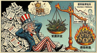 霸权追逐短期利益,短期利益依赖债务扩张,债务扩张荒废生产能力,生产荒废侵蚀长期信用,信用崩塌最终埋葬霸权。