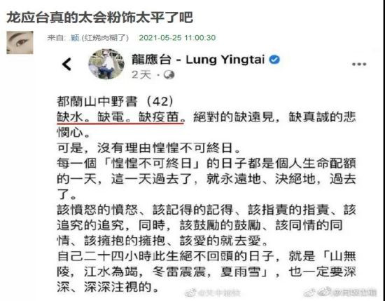 龙应台的话翻译过来就是说:不要大陆崛起,只要台湾特权。