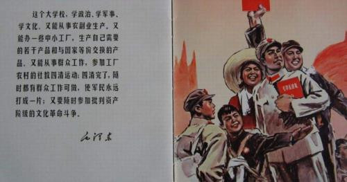 为了贯彻毛泽东《五七指示》和让干部接受贫下中农再教育，各地陆续兴办起了五七干校，党政机关、高等院校、文教科技战线的大批干部、教师、专家、文艺工作者等知识分子被下放到农村，到五七干校参加体力劳动，接受贫下中农再教育。