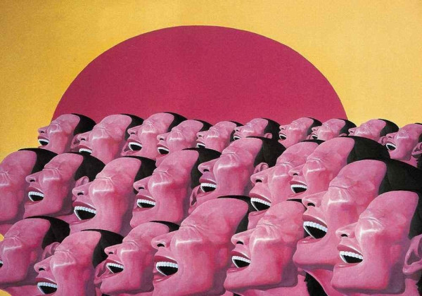与玩世写实主义嘲笑丑化红色同步,资本积累在90年代大规模发展,00年代突飞猛进,随着资本集中和垄断的出现,在文化“重建”中,资本的文化需求和政治主张也越为清晰,社会存在决定社会意识的规律性,像飓风,刮飞二元论两手抓的实用主义外衣,于是,在不讲政治的官僚庇护下,伴随诸如宗教渗透,方方日记,高晓松的“人民”主流媒体直播,岳敏君漫画玩世一类的政治现实主义,堂而皇之生存了下来,不时聚焦于大