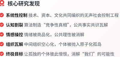 后真相时代的原子化升级是一场精心设计的、无声的围猎，用算法的丝线将我们每个人温柔地缠绕，困在名为“自我”的孤岛之上。但历史从未因技术的冰冷而停止前进，每一次社会的裂痕都孕育着新的联结可能，比如网络版井冈山。