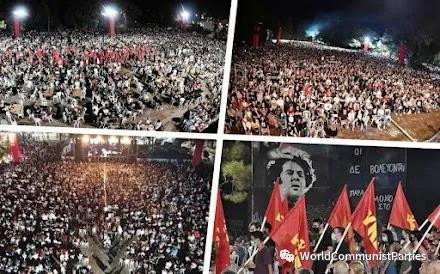 成千上万的人参加了希腊共产主义青年团（KNE）在塞萨洛尼基举办的《向导报》节