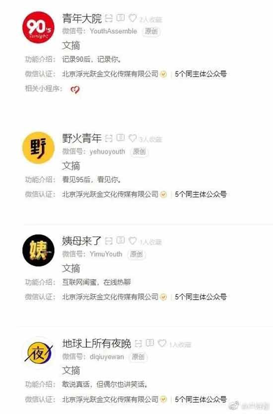 许多网民看到这份营销号/KOL所属公司图表后震惊地发现，自己平时所看到的风格迥异乃至时常对骂的账户所属公司竟然是同一家，抑或是经常挑事的营销号与看上去喜好“爱与和平”的营销号竟然身处一个办公室。