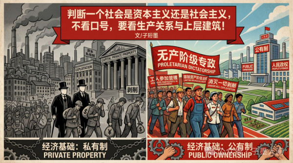 在当下的互联网舆论场里，关于一个社会性质的争论往往容易陷入两种极端的泥潭：一种是唯名论，只看大门上挂着什么牌子、墙上刷着什么口号，就盲目地热泪盈眶；另一种则是陷入庸俗的经济决定论，认为只要生产力还在发展、只要物质财富还在涌流，管它什么主义，能吃饱饭就是好主义。