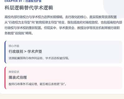 当前中国高校生态中领导工头化、教师牛马化、学生儿童化的三重角色异化并非孤立现象,而是行政权力扩张、功利化评价、资源分配失衡、就业压力传导与监护式管理相互耦合形成的系统性困境。