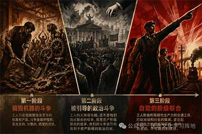 马克思在这一节完成了一条重要的线索:无产阶级怎样从被动的存在变成主动的力量,从分散的个体变成联合的集体,从经济的斗争走向政治的斗争。
