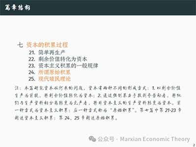 由此可见，第24、25章提供了一种理解资本主义历史运动的方法：资本主义一方面在既有生产关系内部通过剩余价值生产实现积累，另一方面又不断通过剥夺、圈占、私有化、金融化和法律重构来扩展积累条件。把这两条线索结合起来，才能更完整地理解资本主义的历史形成和当代变形。
