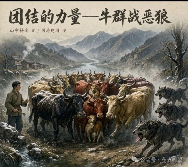 团结的力量——牛群战恶狼